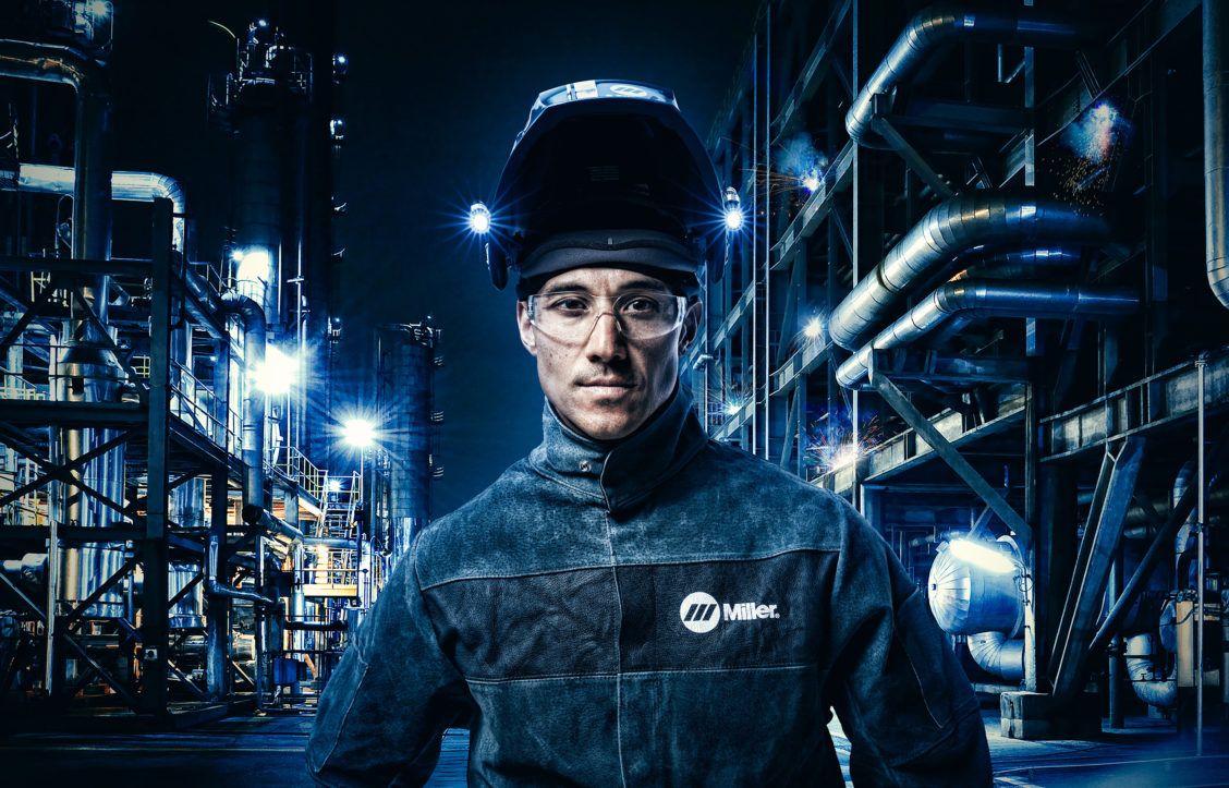 Headshot photography of a man in an industrial setting for Miller