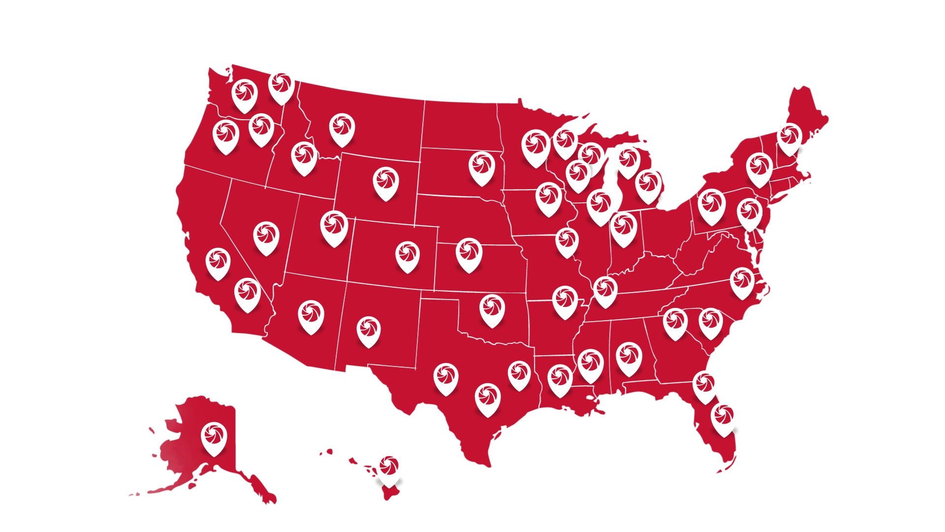 United States Map displaying Image Studios job locations